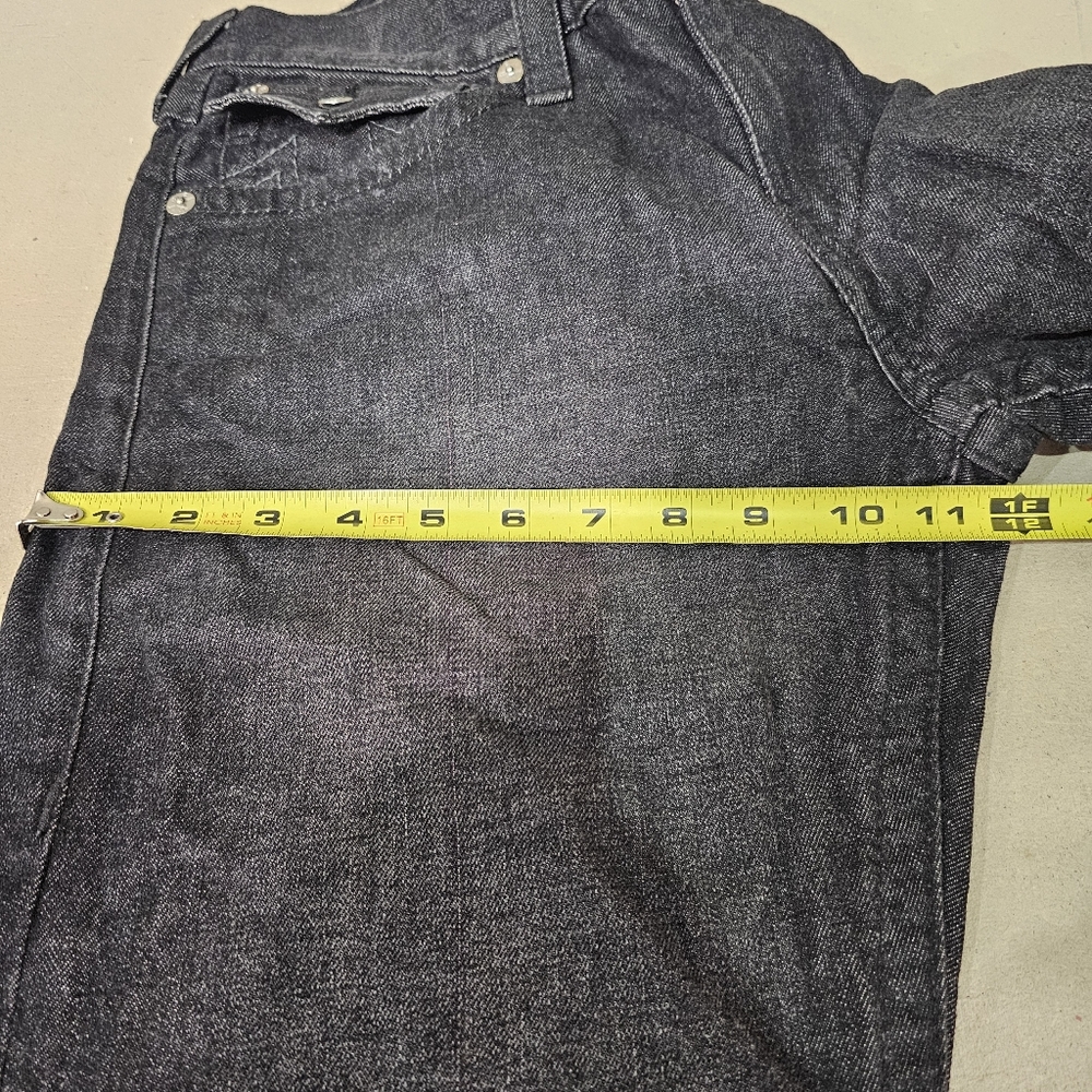 True Religion Straight Leg Jeans Size 32" Inseam 32" Black w/Black Stitch - Picture 13 of 16